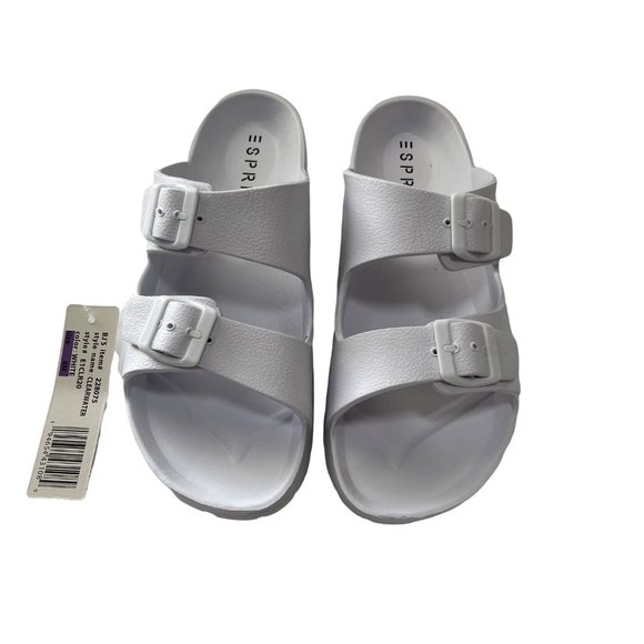 ESPRIT Women's Clearwater 2 Adjustable Band Slides White Size 8 NWT and Box - Picture 1 of 7